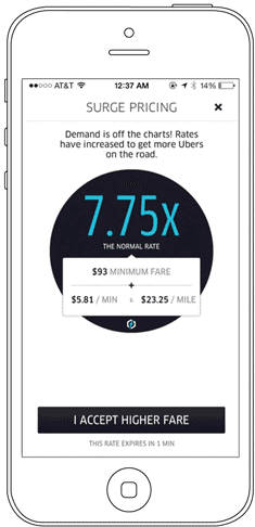 Ansicht der Uber-App