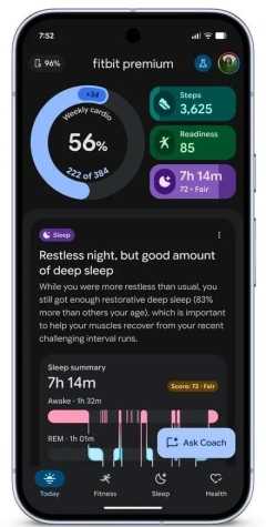 Fitbit App mit Fitness Coach und Dark Mode