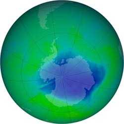 Ozonloch am 4.12.2007. Bild: Nasa