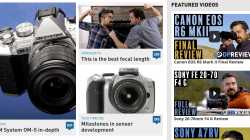 Screenshot; Links eine Kamera "Review: OM System OM-5 in depth", Mitte oben: 2 Männer in Faustkampf "This is the best focal length", Mitte unten: Canon-Kamera "Milestones in Sensor Development", Rechts: Ankündigung 3er Videos mit Kamera-Reviews