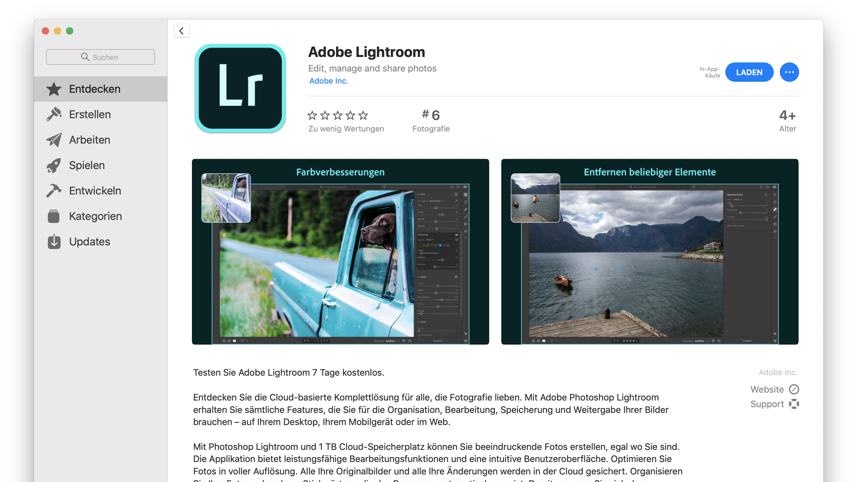 Adobe Stellt Photoshop Lightroom In Den Mac App Store Als Apple Abo Heise Online