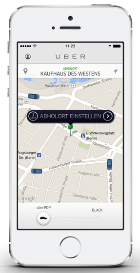 Uber-App auf dem Smartphone: Die Vermittlung von privaten Fahrern, die Taxifahrten ersetzen, ist umstrittenh