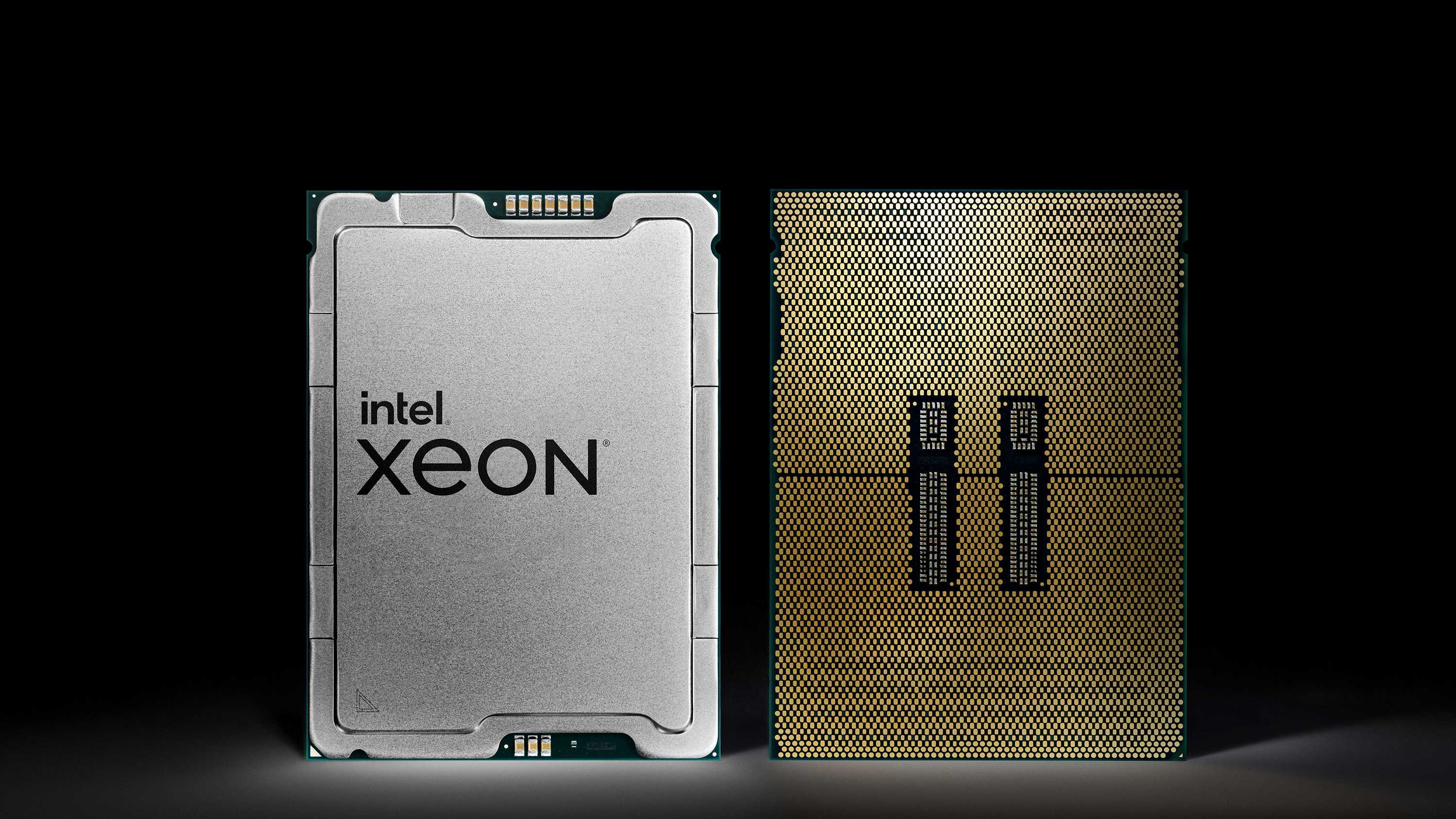 Vorderseite und Rückseite eines Xeon SP Prozessors abgelichtet