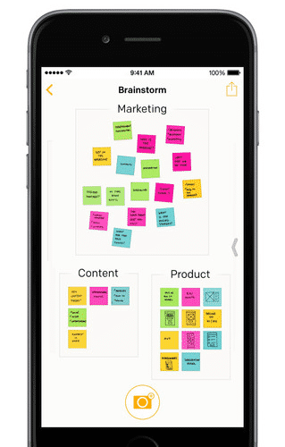 Die Post-it-App erlaubt auch ein Sortieren der Notizzettel in Gruppen.