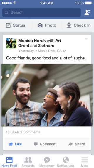 Lächelnde Nutzer, weniger Abstürze: Facebook-App auf dem iPhone.