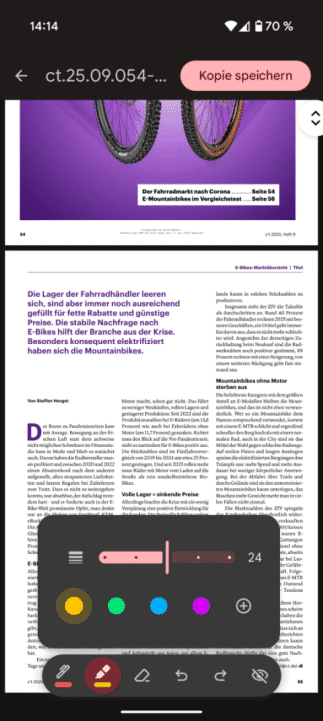 Chrome for Android with an open PDF document