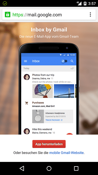 Googles Werbung für die eigene Mail-App. Ob der Suchmaschinenkonzern sich künftig selbst abstraft?