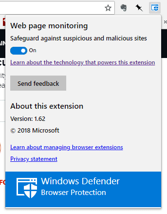 Die Chrome-Erweiterung &quot;Windows Defender Browser Protection&quot; bietet keine Einstellungsmöglichkeiten, lässt sich aber fix ab- und anschalten.