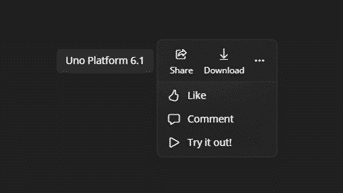 Uno Platform 6.1 präsentiert das neue Steuerelement CommandBarFlyout