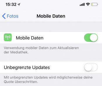 Unbegrenzte Updates iCloud-Fotomediathek