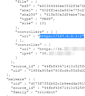 Kein Anschluss unter dieser Nummer: Die IP-Adresse 127.0.0.1 zeigt auf den lokalen Rechner, statt auf einen C&amp;amp;C-Server der Trickbot-Infrastruktur.