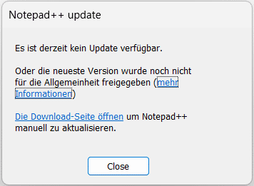 Notepad++ 8.8.8 findet das Update noch nicht