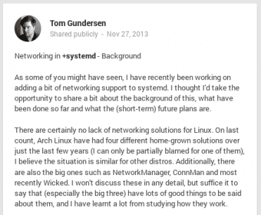 &lt;div&gt;$(LEhttps://plus.google.com/+TomGundersen/posts:Tom Gundersen bei Google+