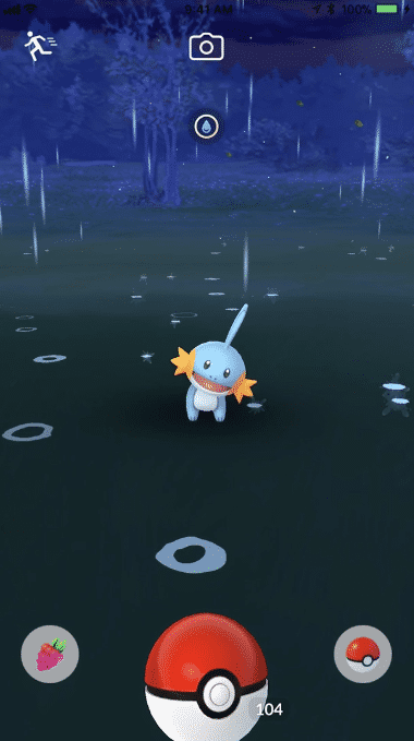 Wasser-Pokémon Hydropi bei Regen