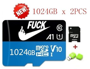 Realsatire bei Wish.com: MicroSD-Karte mit obszönem Aufdruck und angeblich 1 TByte Kapazität für 6 Euro.