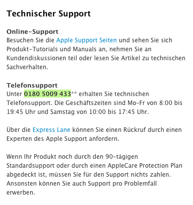 Apple support rückruf