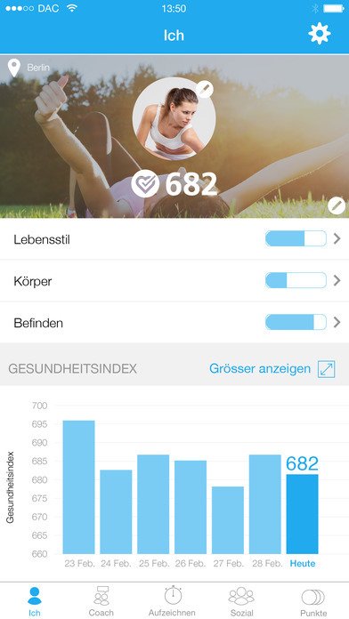 Per App hat der Anwender immer seinen Health Index im Blick.