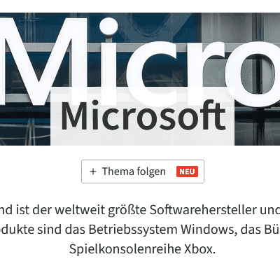Themen folgen Button auf der Themenseite Microsoft