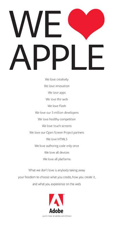 &quot;We Love Apple&quot;, sagte Adobe – Apple-Chef Steve Jobs mochte Flash trotzdem nicht.