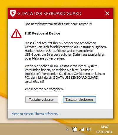 Wenn ein USB-Speicherstick diese Nachfrage auslöst, handelt es sich vermutlich um einen Angriff.