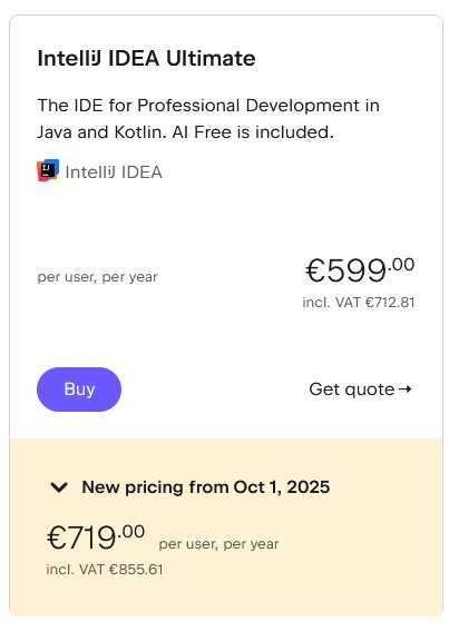 Kosten für IntelliJ IDEA Ultimate für Unternehmen