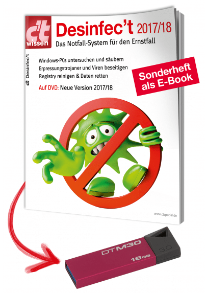 USB-Stick statt DVD: Ab sofort ist der Desinfec't-Stick im heise Shop erhältlich.