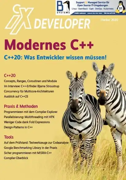 iX Developer Sonderheft Modernes C++. C++20, Was Entwickler wissen müssen. Ab Seite 100 findet sich C++-Erfinder Bjarne Stroustrup im Interview.