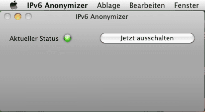 Das Mac-Programm IPv6 Anonymizer zeigt und setzt die Einstellungen für die Privacy Extensions per Maus-Klick.