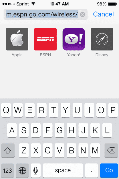 Mobile-Safari-Suchfunktion in iOS 7.