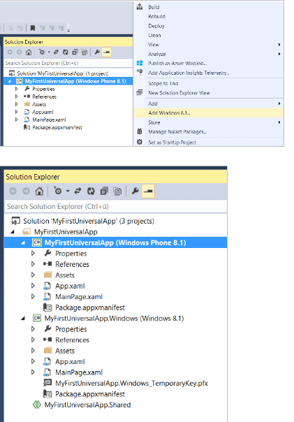 Wer eine existierende App für eine der Plattformen hat, fügt ganz einfach ein neues Projekt für die jeweils andere Plattform hinzu (Abb. 5).