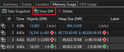 Visual Studio Memroy-Diff