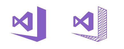 Links das Logo für Visual Studio RTM, rechts für die Preview-Version