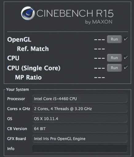 Kein Problem: Cinebench hält den Vierkerner Core i5-4460 des &quot;Hackintosh&quot; zwar für einen Dual-Core mit Hyper-Threading, das hat aber keinen Einfluss auf die Performance