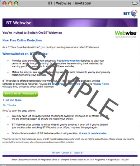 Internet-Tracking als Online-Schutz verkauft: Die Einladung von BT zu Phorm/Webwise