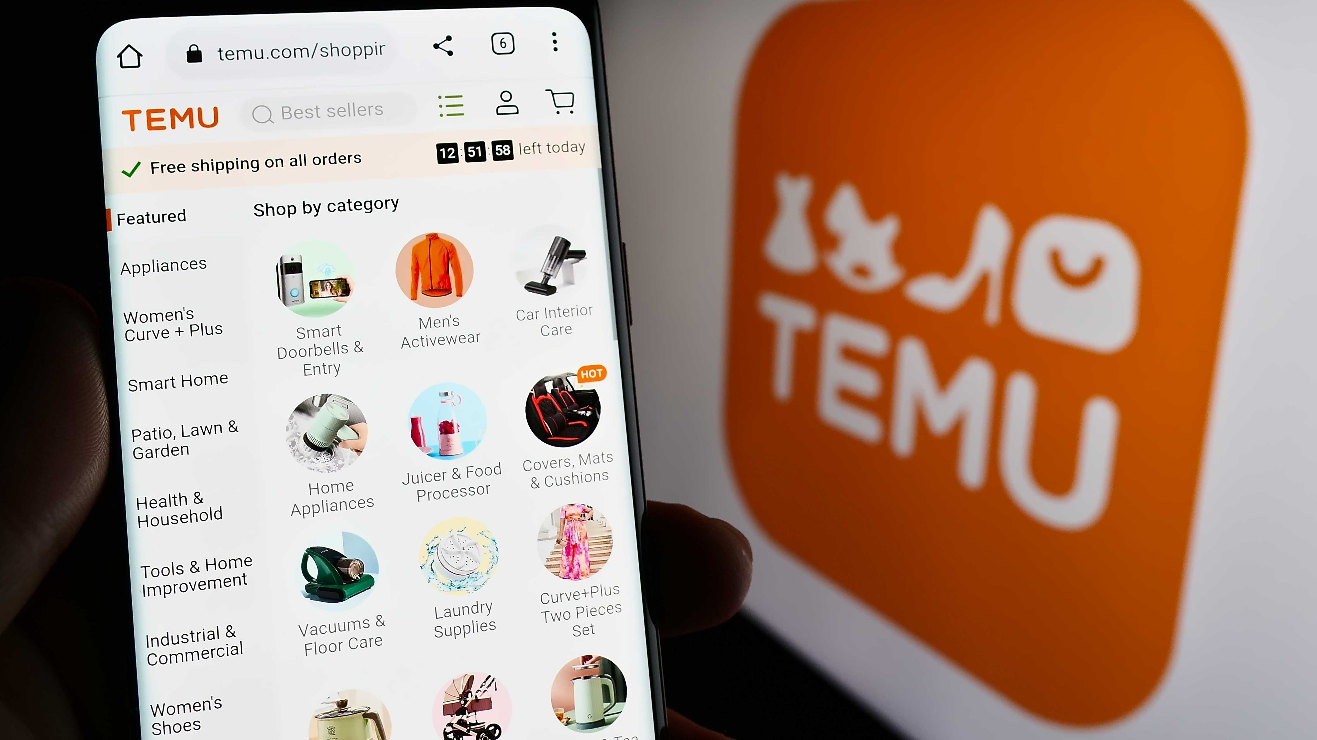 Temu-App auf einem Smartphone