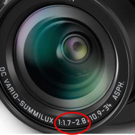 Auf den Objektiven der Kompaktkameras drucken die Hersteller auch die Angabe zu dessen Lichtstärke ab. Das Objektiv der Panasonic Lumix öffnet sich in diesem Fall in Weitwinkelstellung auf Blende (f/)1.7, in Telestellung schafft es noch Blende f/2.8. Diese Blendezahl beschreibt das Öffnungsverhältnis des Objektivs, das unter anderem auch abhängig von der Brennweite (f) ist.