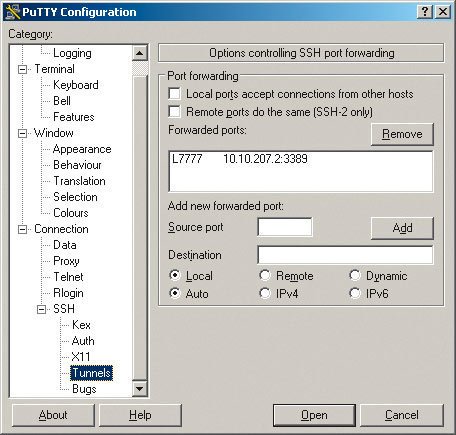 PuTTY-Konfiguration