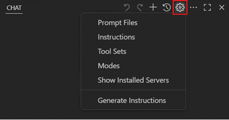 In der Toolbar der Chat-Ansicht erscheint das Icon "Configure Chat".