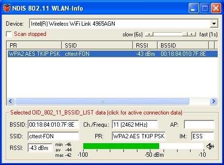 Die Freeware WLAN-Info zeigt die Signalstärke für die optimale Montage an.