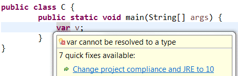 Quick Fix zur Projekt-Compliance mit Java 10.