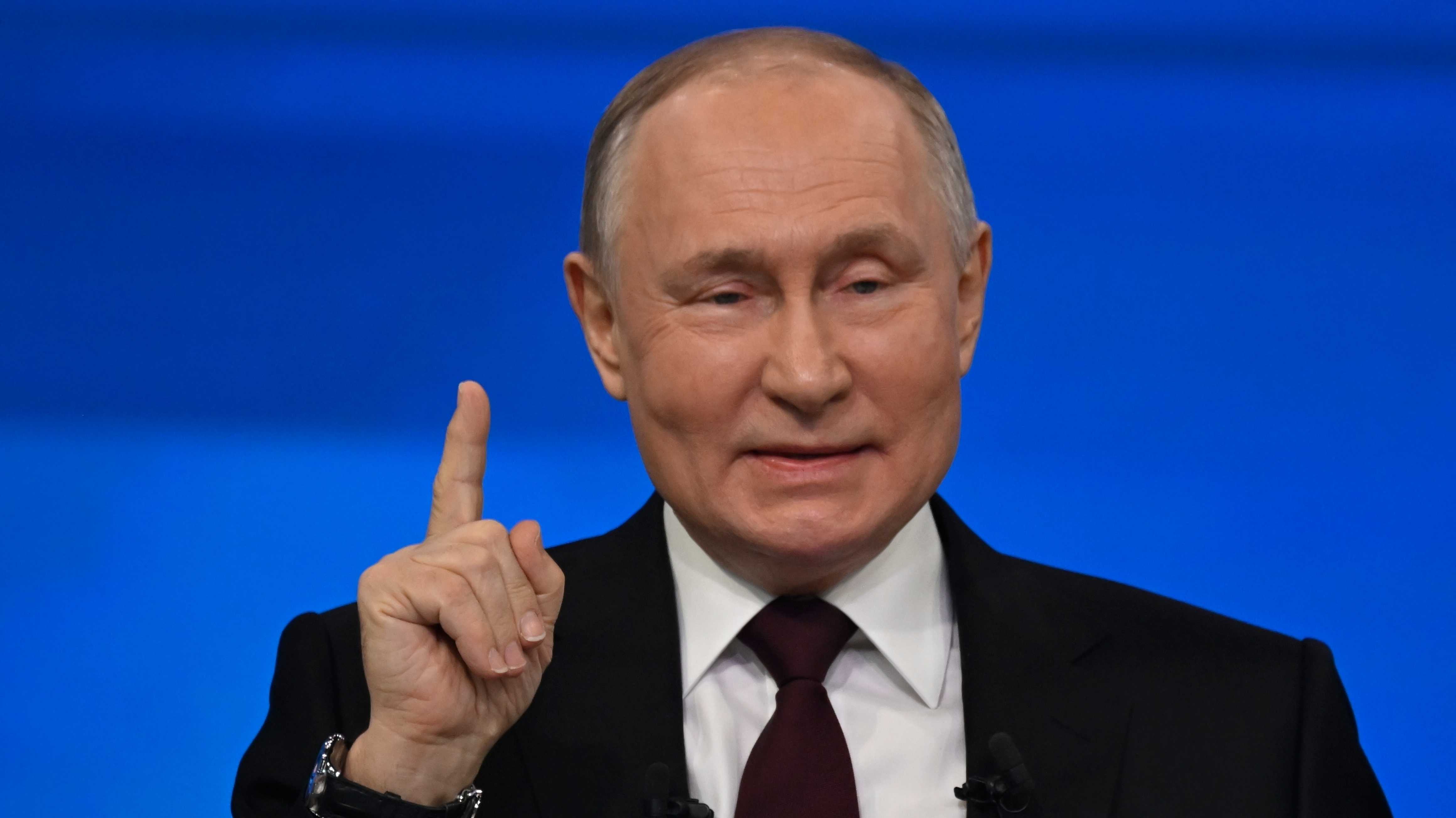 Der russische Präsident Wladimir Putin spricht auf seiner jährlichen Pressekonferenz.