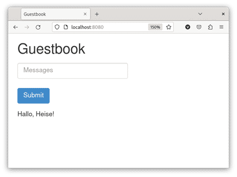 Das Gästebuch ist unter localhost:8080 erreichbar (Abb. 1).