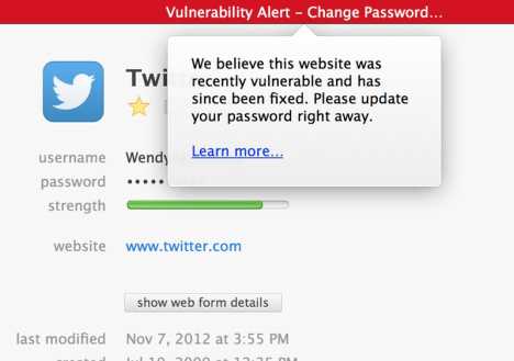 Heartbleed-Hinweis in 1Password 4.4