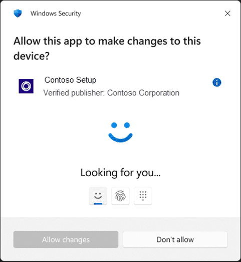 Windows Hello prompt before a software installation
