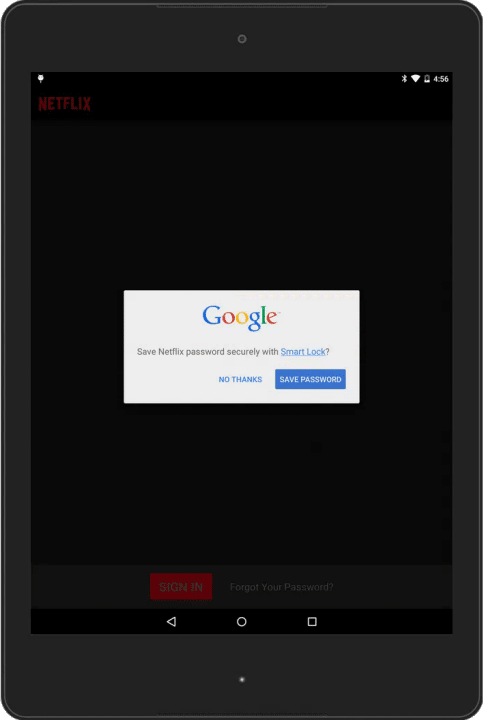 Die App fragt den Nutzer, ob sie die gerade eingegebenen Zugangsdaten im Passwortspeicher ablegen soll.