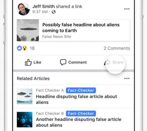 Facebook hatte Falschmeldungen mit einem deutlich sichtbaren Icon gekennzeichnet. Das fällt nun weg.