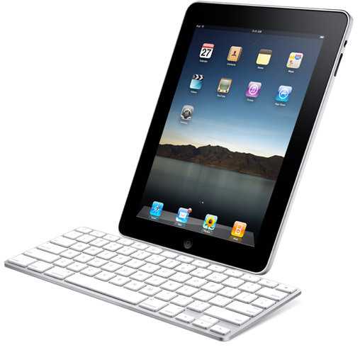 Ungewöhnlicher Notebook-Ersatz: Eine optionale Dockingstation mit Tastatur richtet das iPad hochkant auf.