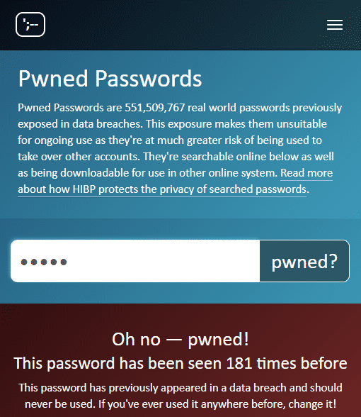 Das Passwort &quot;Mutti&quot; ist nicht besonders originell: Pwned Passwords meldet 181 Suchtreffer.