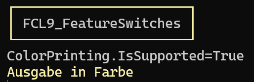 Screenshot mit farbiger Ausgabe