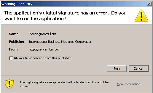 Fehlermeldung bei abgelaufenem Zertifikat